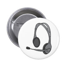 Headphones - Earphones - Headsets Audio Pinback Button