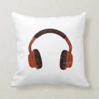Headphones Grunge Faded Red Brown Graphic Pillows