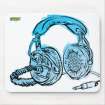 Headphones - Light Blue Mouse Pad