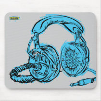 Headphones - Light Blue Mouse Mat