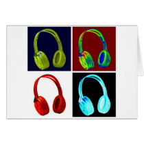 Headphones Pop Art Greeting Card