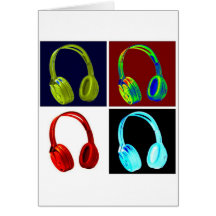 Headphones Pop Art Card