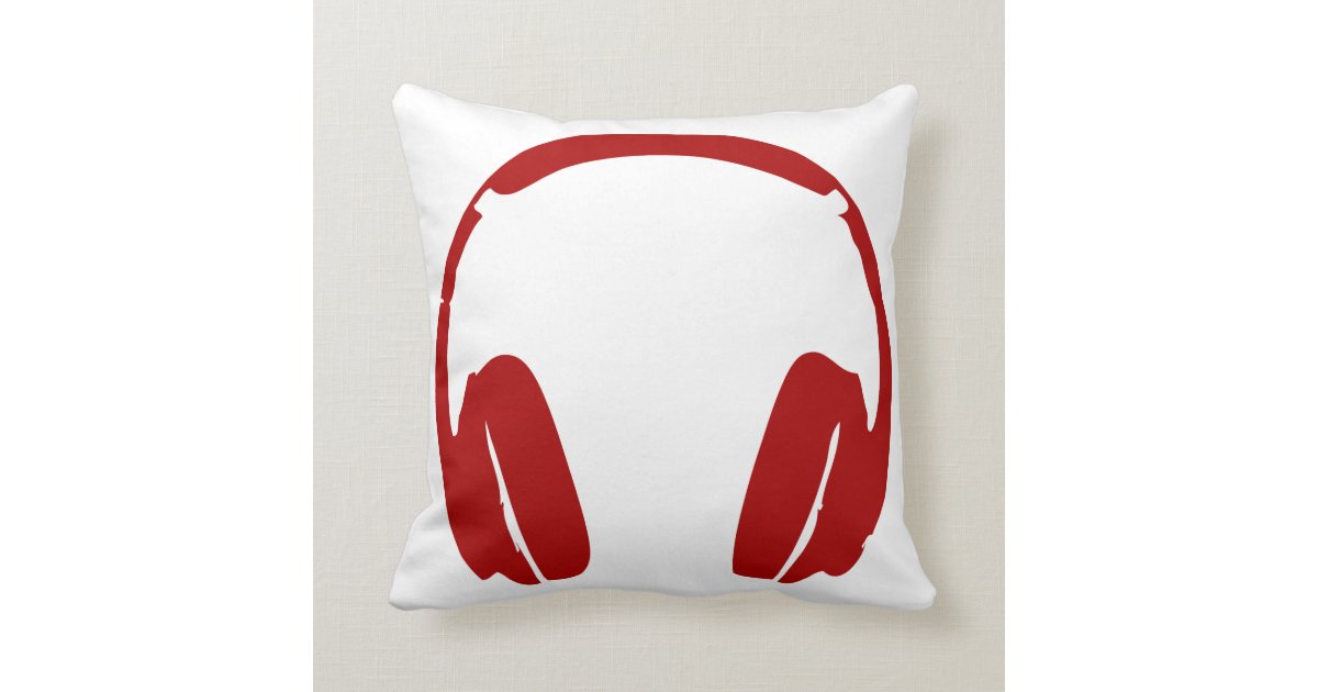 Headphones Throw Pillow (Dark Red) Zazzle