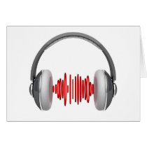 Headphones with sound waves greeting card