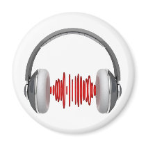Headphones with sound waves fridge magnet