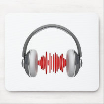 Headphones with sound waves mousepad