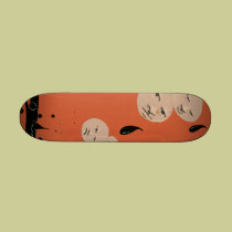 heads fall with  raindrops, skateboards