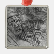 Heads of three men, from the The Vallardi Album Christmas Ornament