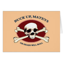 Heads Will Roll Pirate Skull Card