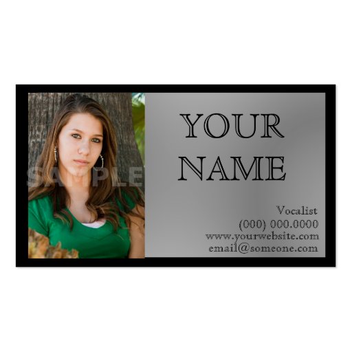 Headshot Business Cards Black/Gray (front side)