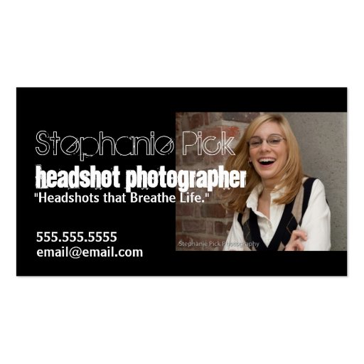 Headshot Photographer Promotional Business Card (front side)