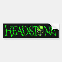 HEADSTONE Green Head Skull Logo Bumper Stickers
