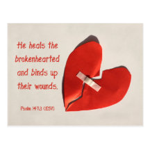 Healer of Broken Hearts Psalm 147:3 Scripture Art Postcard