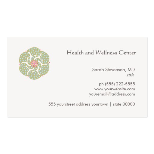 Healing Arts Health and Wellness Business Card (front side)