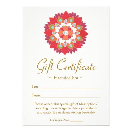 Healing Arts  Red Lotus Flower Gift Certificate Custom Invite