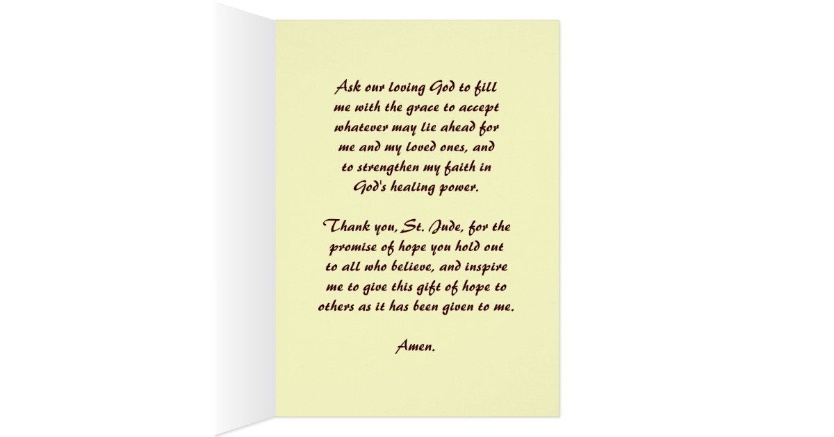 Healing Prayer to St. Jude Card | Zazzle