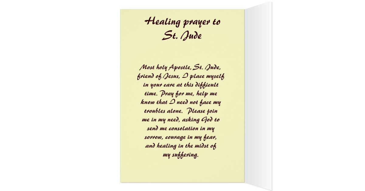 Healing Prayer to St. Jude Greeting Card Zazzle