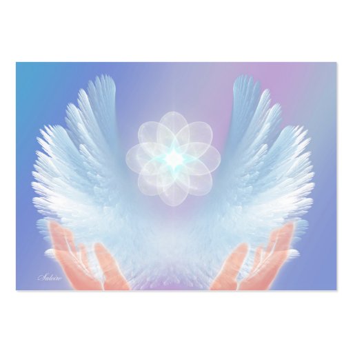 Healing with Angels Blue Business Card (front side)