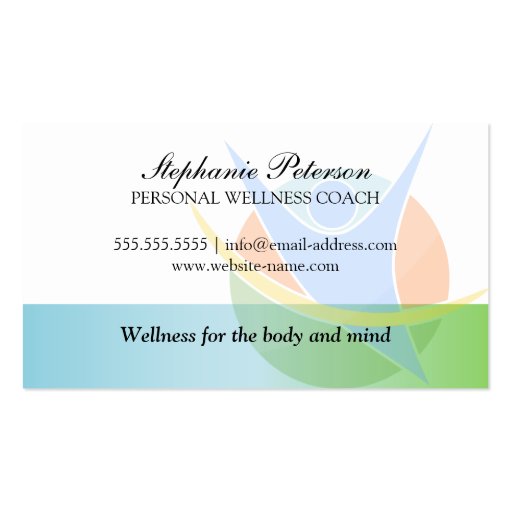 Health and Wellness Coach Business Cards (back side)