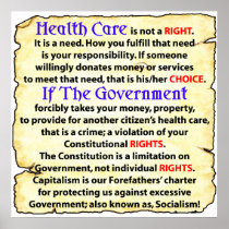 Health Care Is Not A Right! Poster