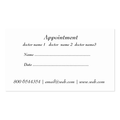 Health Doctors Office & Appointment Business Cards (back side)