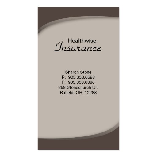 Health Insurance Business Card (back side)