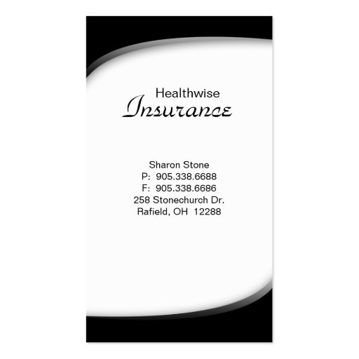 Health Insurance Business Card Black White (back side)