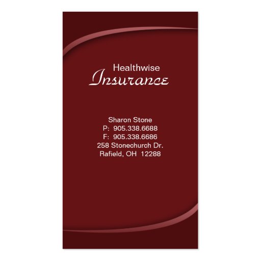 Health Insurance Business Card Burgundy (back side)