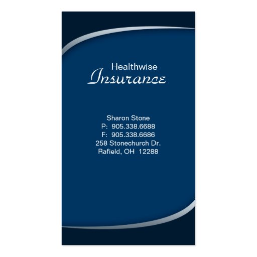 Health Insurance Business Card Dark Blue (back side)