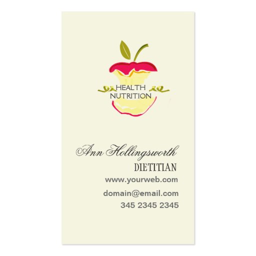 Health  Nutrition Weight Loss Business Card Templates (front side)