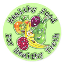 Healthy Food For Healthy Teeth Round Stickers