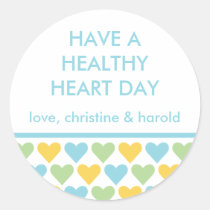 Healthy heart blue Valentine's day custom message stickers