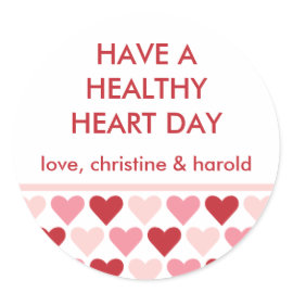 Healthy heart red Valentine's day custom message Round Stickers
