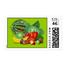 healthy_Vector_Clipart FRUITS VEGETABLES gardening Postage
