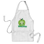 Healthy with green kawaii apple with a cute face aprons