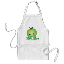 Healthy with green kawaii apple with a cute face aprons