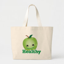 Healthy with green kawaii apple with a cute face bags
