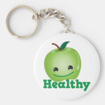 Healthy with green kawaii apple with a cute face keychains