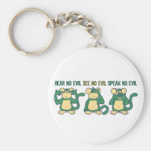 Hear No Evil Monkeys Greens Keychain