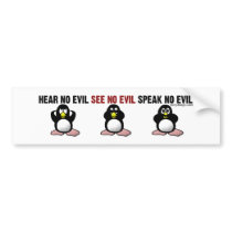 Hear No Evil Penguins Bumpersticker Bumper Sticker