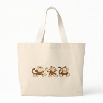 hear no evil, see no evil, speak no evil monkeys tote bag