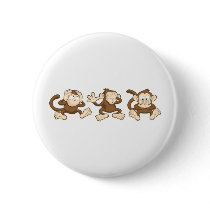 hear no evil, see no evil, speak no evil monkeys buttons