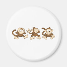 hear no evil, see no evil, speak no evil monkeys fridge magnet