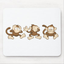 hear no evil, see no evil, speak no evil monkeys mousepad