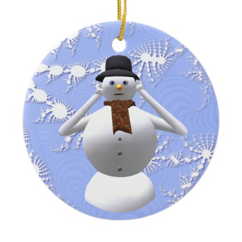 Hear No Evil Snowman Christmas Tree Decoration ornament