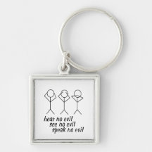 Hear No Evil Stick Figures Key Chain