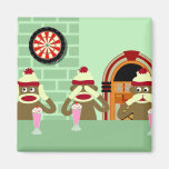 Hear, See, Speak No Evil Sock Monkeys Ice Cream Refrigerator Magnet
