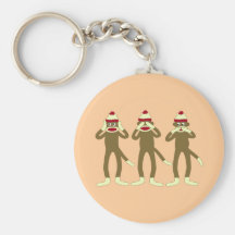 Hear, See, Speak No Evil Sock Monkeys Keychains