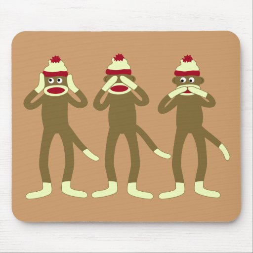 Hear, See, Speak No Evil Sock Monkeys Mouse Pad