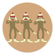 Hear, See, Speak No Evil Sock Monkeys Sticker